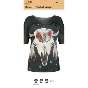 Women's Graphic T-Shirt Skull Feathers Boho V-Neck Short Sleeve Top‎